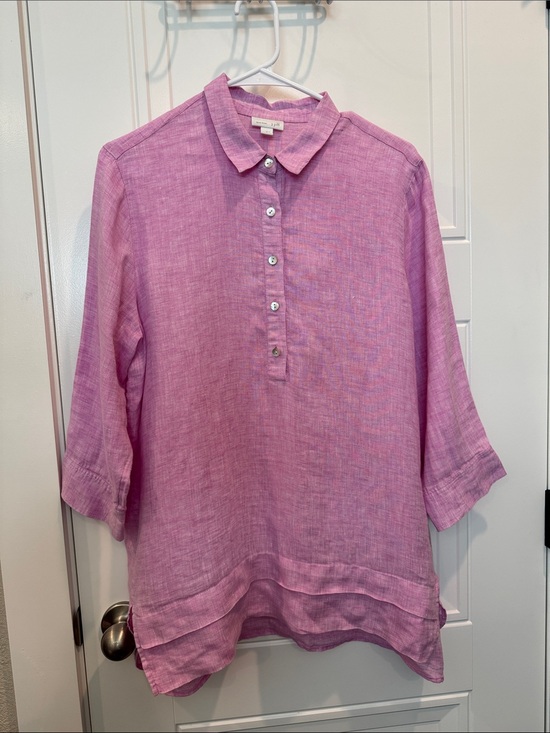 J. Jill Tops - J. Jill Pink Linen Button-Front Tunic